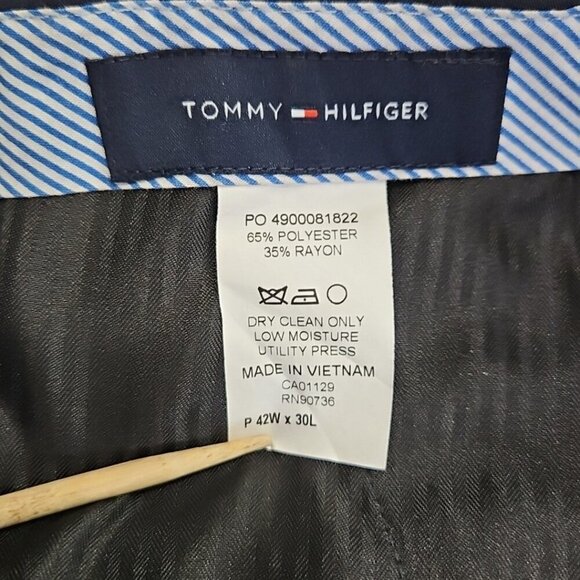 Tommy Hilfiger Dress Pants Men's 42x30 Navy Blue Modern Flex Stretch Chambray - Picture 13 of 14